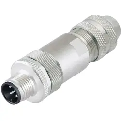 Plug, M12, 5 pole, screw connection, screw locking, straight, 99 1437 812 05