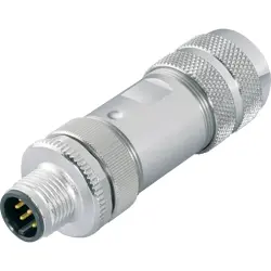 Plug, M12, 5 pole, screw connection, screw locking, straight, 99 1437 914 05