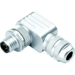 Plug, M12, 5 pole, screw connection, screw locking, angled, 99 1437 920 05