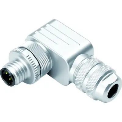 Plug, M12, 5 pole, screw connection, screw locking, angled, 99 1437 920 05 - 1