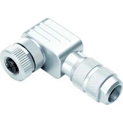 Jack, M12, 5 pole, screw connection, screw locking, angled, 99 1438 824 05 - 1