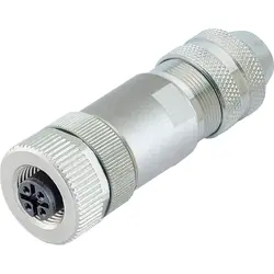Jack, M12, 4 pole, clamp connection, screw locking, straight, 99 1526 814 04