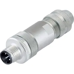 Plug, M12, 5 pole, clamp connection, screw locking, straight, 99 1537 814 05