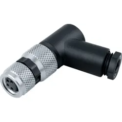 Jack, M8, 4 pole, screw connection, screw locking, angled, 99 3376 110 04