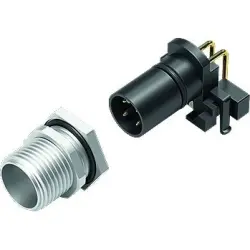 Panel plug, M12, 4 pole, THR, screw locking, angled, 99 3431 601 04