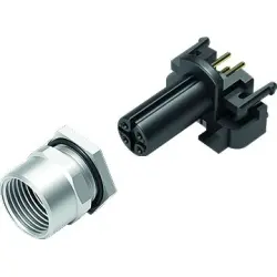 Panel socket, M12, 4 pole, THR, screw locking, straight, 99 3432 458 04
