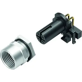 Panel socket, M12, 4 pole, THR, screw locking, angled, 99 3432 601 04 - 1