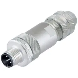 Plug, M12, 4 pole, screw connection, screw locking, straight, 99 3729 810 04