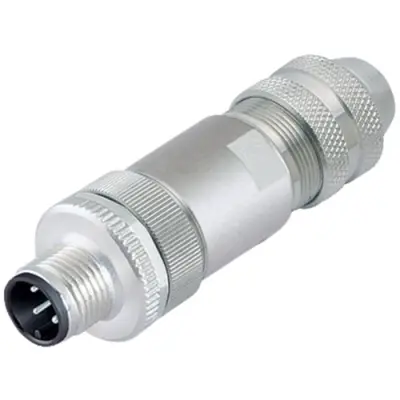 Plug, M12, 4 pole, screw connection, screw locking, straight, 99 3729 810 04 - 1