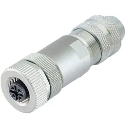 Jack, M12, 4 pole, screw connection, screw locking, straight, 99 3730 810 04