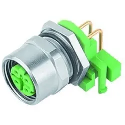 Panel socket, M12, 4 pole, THR, screw locking, angled, 99 3732 203 04