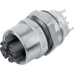 Panel socket, M12, 8 pole, THT, screw locking, straight, 99 3782 200 08