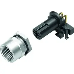 Panel socket, M12, 5 pole, THR, screw locking, angled, 99 4442 202 05