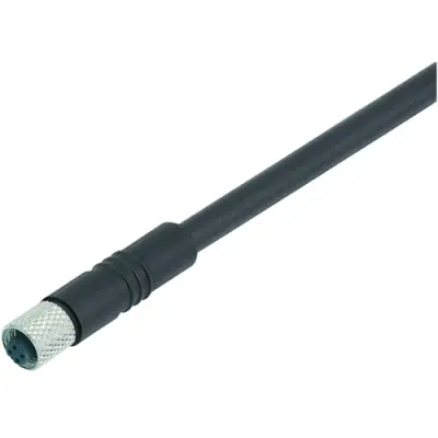 Sensor actuator cable, M5-cable socket, straight to open end, 4 pole, 5 m, PUR, black, 1 A, 79 3108 35 04 - 1