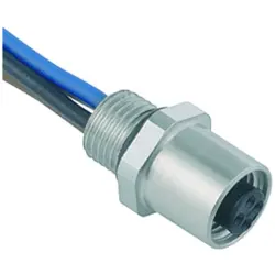 Panel socket, M5, 3 pole, strand connection, screw locking, straight, 09 3106 00 03