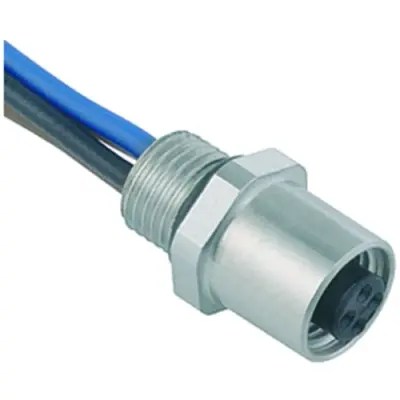 Panel socket, M5, 4 pole, strand connection, screw locking, straight, 09 3112 00 04 - 1