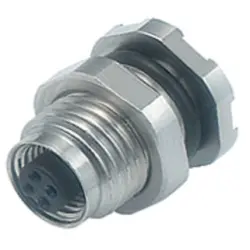 Panel socket, M5, 4 pole, THT, screw locking, straight, 09 3112 81 04