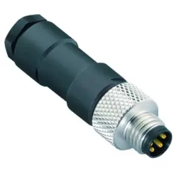 Plug, M8, 4 pole, solder connection, screw locking, straight, 99 3383 00 04