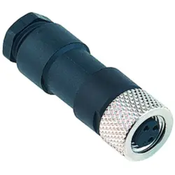 Jack, M8, 4 pole, solder connection, screw locking, straight, 99 3376 00 04