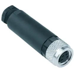 Jack, M8, 3 pole, screw connection, screw locking, straight, 99 3400 100 03