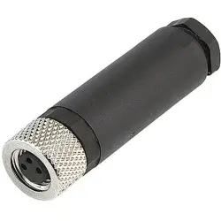 Jack, M8, 4 pole, screw connection, screw locking, straight, 99 3376 100 04