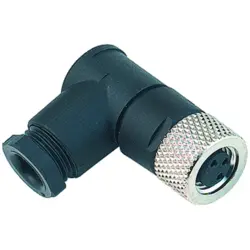 Jack, M8, 4 pole, solder connection, screw locking, angled, 99 3378 00 04