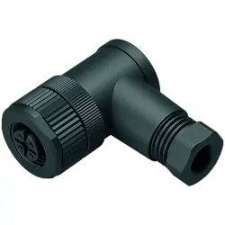 Jack, M12, 4 pole, screw connection, screw locking, angled, 99 0430 00 04
