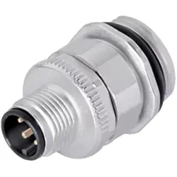 Panel plug, M12, 5 pole, screw connection, screw locking, straight, 99 0433 500 05