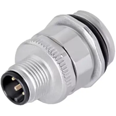 Panel plug, M12, 5 pole, screw connection, screw locking, straight, 99 0433 500 05 - 1