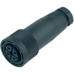Jack, M18, 4 pole, screw connection, screw locking, straight, 09 0440 10 04