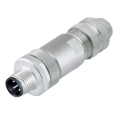 Plug, M12, 5 pole, screw connection, screw locking, straight, 99 1437 810 05 - 1