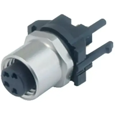 Panel socket, M8, 3 pole, THR, screw locking, straight, 99 3412 281 03 - 1
