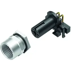 Panel socket, M12, 5 pole, THR, screw locking, angled, 99 3442 202 05