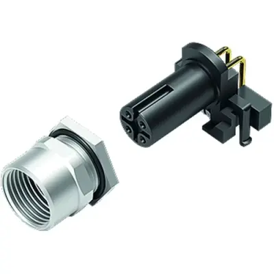 Panel socket, M12, 5 pole, THR, screw locking, angled, 99 3442 202 05 - 1
