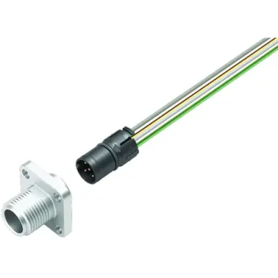 Panel plug, M12, 5 pole, strand connection, screw locking, straight, 99 3443 100 05 - 1
