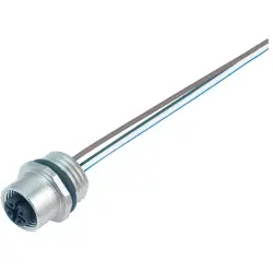 Panel socket, M12, 8 pole, strand connection, screw locking, straight, 76 0232 0011 00008 0200
