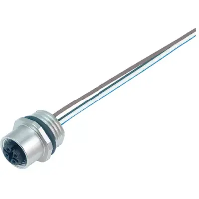 Panel socket, M12, 8 pole, strand connection, screw locking, straight, 76 0232 0011 00008 0200 - 1