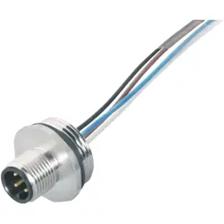 Panel plug, M12, 4 pole, strand connection, screw locking, straight, 76 0431 0111 00004 0200