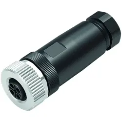 Jack, M12, 4 pole, screw connection, screw locking, straight, 99 0690 32 04