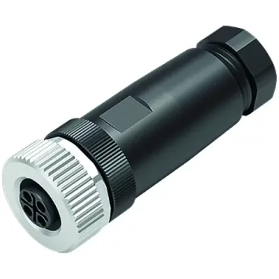 Jack, M12, 4 pole, screw connection, screw locking, straight, 99 0690 32 04 - 1