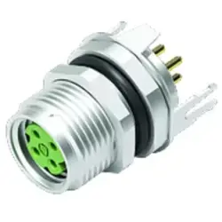 Panel socket, M8, 4 pole, THT, screw locking, straight, 86 6620 1120 00404