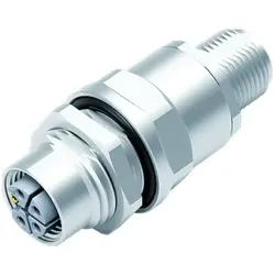 Adapter, M12 (4 pole+FE, plug) to M12 (4 pole+FE, socket), straight, 09 5291 10 05