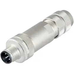 Plug, M12, 4 pole, screw connection, screw locking, straight, 99 3727 810 04