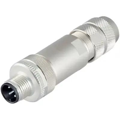 Plug, M12, 4 pole, screw connection, screw locking, straight, 99 3727 810 04 - 1