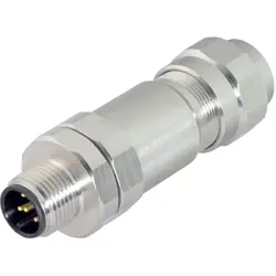 Plug, M12, 4 pole, screw connection, screw locking, straight, 99 3729 995 04