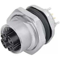 Panel socket, M12, 8 pole, THT, screw locking, straight, 09 3782 91 08