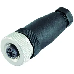 Jack, M12, 4 pole, screw connection, screw locking, straight, 99 0430 12 04