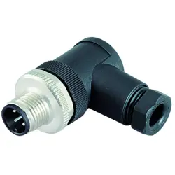 Plug, M12, 5 pole, screw connection, screw locking, angled, 99 0437 52 05