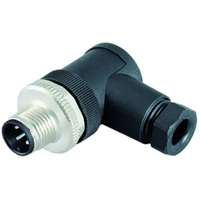 Plug, M12, 5 pole, screw connection, screw locking, angled, 99 0437 52 05 - 1