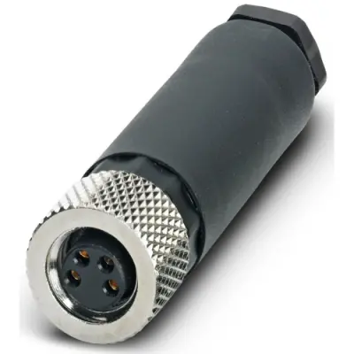 Jack, M8, 4 pole, screw connection, screw locking, straight, 1506891 - 1